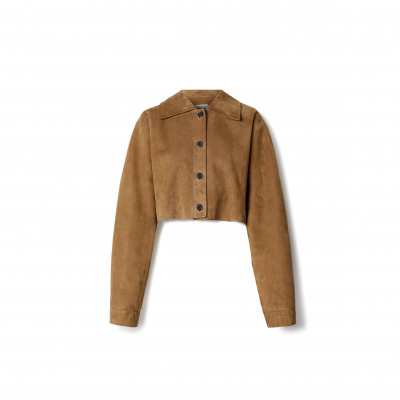 KHAITE SUE CROPPED SUEDE JACKET